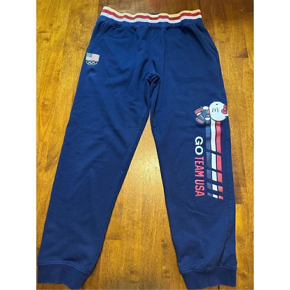 Hello Kitty x Team USA Girls Navy Blue Sweatpants Joggers Size Large 10/12